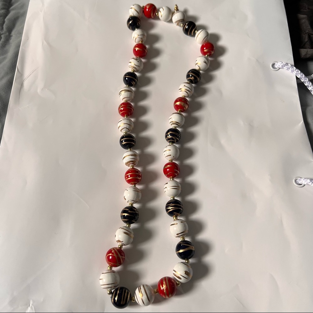 Red Black and White Necklace - Gently Worn